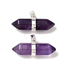 Natural Amethyst Double Terminal Pointed Pendants G-NH0001-15P-10-1
