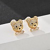 Bear Brass Micro Pave Clear Cubic Zirconia Stud Earrings EJEW-B131-05G-1