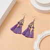 Polyester Tassel with Glass Beaded Chandelier Earrings EJEW-TA00183-04-2