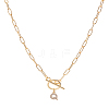 1Pc 304 Stainless Steel Chain & Brass Micro Pave Cubic Zirconia Letter Pendant Necklaces NJEW-LP0001-36Q-G-1