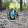 Oval Alloy with Glass Finger Rings FS-WG0E890-05-3