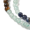 Chakra Natural Red Jasper & Yellow Jade & Green Aventurine & Tiger Eye & Sodalite & Amethyst Beads Strands G-NH0002-E02-4mm-3