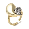 Teardrop Brass Micro Pave Cubic Zirconia Open Cuff Rings for Women RJEW-B064-03GP-1