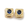 Cube Brass Micro Pave Cubic Zirconia Beads KK-B170-03G-2