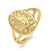 Oval with Virgin Mary Brass Open Cuff Rings for Women RJEW-Z050-08G-1