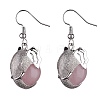 Natural Rose Quartz Elephant Head Dangle Earrings EJEW-A092-07P-10-1