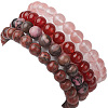 4Pcs Constellation 8mm Round Natural Sesame Jasper & Carnelian & Rhodonite BJEW-JB10636-5