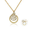 Flat Round with Flower Magnifying Glass Pendant Alloy Rope Chain Necklaces for Women NJEW-WH0013-74G-1