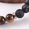 Natural Lava Rock Beaded Stretch Bracelets BJEW-JB02184-03-2