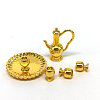 6Pcs Alloy Teacup & Saucer & Teapot Set BOTT-PW0001-212G-1