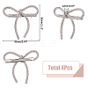 4Pcs Bowknot Rhinestone Alligator Hair Clips PHAR-HS0001-04-2