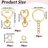 150Pcs 3 Styles Heart Shape Zinc Alloy Swivel Lobster Clasp with Iron Split Key Rings with 304 Stainless Steel Jump Rings FIND-SP0002-59G-2