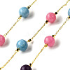 Handmade Natural Dyed White Jade Round Beaded Chains CHC-F020-01G-02-1