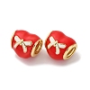 Brass Enamel European Beads KK-Q098-34G-1