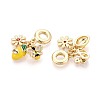 Brass Micro Pave Clear Cubic Zirconia and Enamel European Dangle Charms KK-T079-83G-2