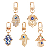  5Pcs 5 Colors Hamsa Hand/Hand of Miriam with Evil Eye Alloy Enamel Pendant Decoration HJEW-NB0001-75-1