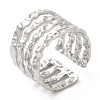 Non-Tarnish 304 Stainless Steel Multi Line Open Cuff Ring for Women RJEW-M149-18P-3