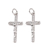 Rack Plating Brass Micro Pave Cubic Zirconia Pendants KK-C008-37P-2