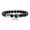 Natural Dyed & Heated Black Agate & Obsidian Stretch Bracelets PW-WG62314-10-1