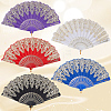 5Pcs 5 Colors Plastic Folding Fan AJEW-CN0003-90-6