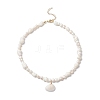 Natural Clam Shell Pendant Necklaces NJEW-JN05241-5