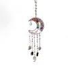 7 Chakra Copper Wire Wrapped Natural & Synthetic Mixed Gemstone Beads Moon Tree of Life Suncatchers HJEW-F027-13-1