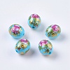 Flower Picture Printed Resin Beads RESI-J020-A07-2