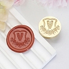 Golden Tone Round Wax Seal Brass Stamp Heads AJEW-Z034-02G-V-1