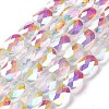 Faceted Electroplated Transparent Glass Beads Strands GLAA-G092-B03-1