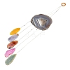 Wood & Natural Dye Agate Wind Chime Pendants HJEW-H054-03-2