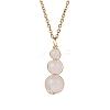 Natural Rose Quartz Round Beaded Gourd Shape Pendant 304 Stainless Steel Cable Chain Necklaces for Women NJEW-JN05656-01-2