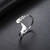 304 Stainless Steel Rhinestone Cuff Open Rings WG3F277-01-1