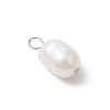 Natural Cultured Freshwater Pearl Rice Charms PALLOY-JF03921-01-4