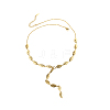 Leaf 304 Stainless Steel Y-shaped Necklaces for Women STAS-OY013-88G-1