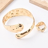 Snake Shape Hammered Iron Cuff Bangle & Ring SJEW-G085-01G-1