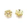 Snowflake Brass Micro Pave Clear Cubic Zirconia Bead Caps KK-K300-03B-G-2