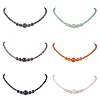 Natural Green Aventurine & Rose Quartz & Larvikite & Lapis Lazuli & Amethyst & Carnelian Round Graduated Beaded Necklaces NJEW-JN05654-2