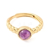 Round Natural Amethyst Adjustable Rings RJEW-Q817-03G-06-2