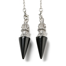 Natural Obsidian Pointed Dowsing Pendulums AJEW-P113-01P-02