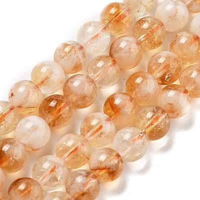 Heated Natural Citrine Beads Strands G-A262-A01-8mm-1