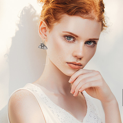 2 Pairs 2 Style Moth & Butterfly Zinc Alloy Dangle Hoop & Leverback Earrings EJEW-AN0002-64-1