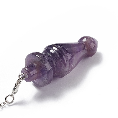 Natural Amethyst Pointed Dowsing Pendulums AJEW-B020-03P-04-1