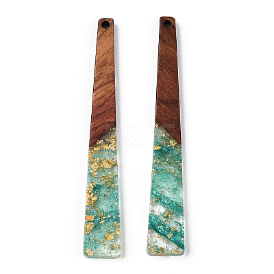 Transparent Resin & Walnut Wood Big Pendants RESI-N039-68B-1
