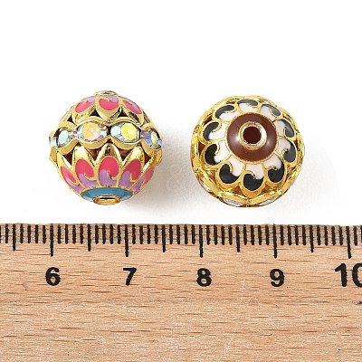 Brass & Alloy & Rhinestone Enamel Beads RB-CBA973B-11D-G-1