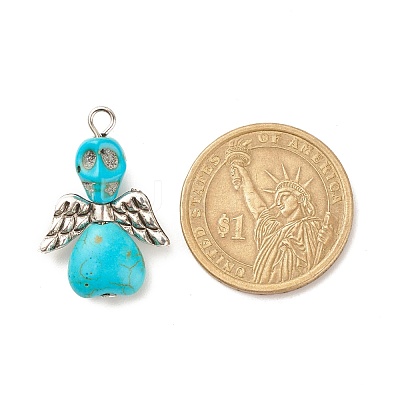 Halloween Dyed Synthetic Turquoise Pendants PALLOY-JF01598-04-1