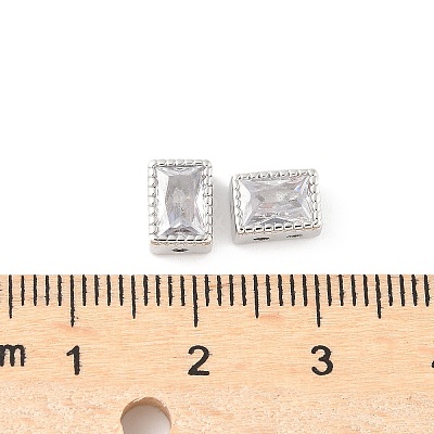 Rectangle Brass Glass Beads KK-Z101-01P-1