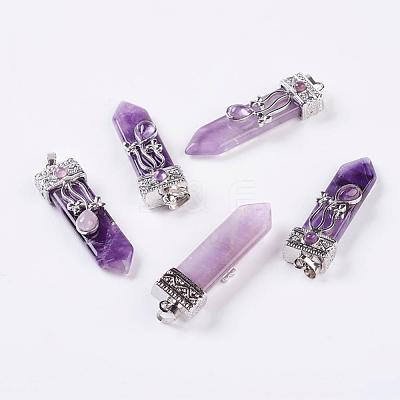 Natural Amethyst Big Pendants G-G718-A18-1