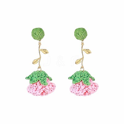 Bohemia Raffia & Alloy Stud Dangle Earrings WG3AA71-02-1