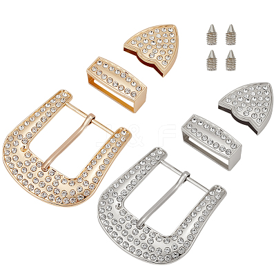 2Sets 2 Colors Alloy Buckle with Rhinestonr Sets AJEW-BC0007-48-1