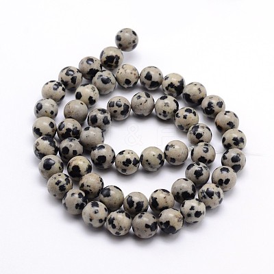 Natural Dalmatian Jasper Round Bead Strands X-G-J303-19-8mm-1